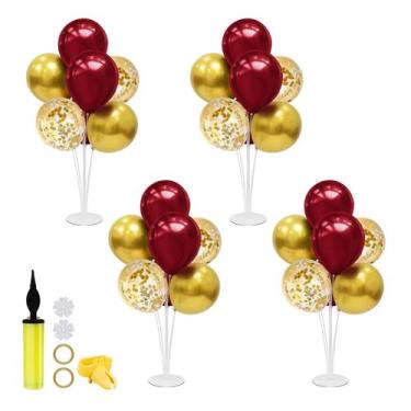 Imagem de Conjunto de suporte de balão ZJDHPTY vermelho e dourado para decoraçõe