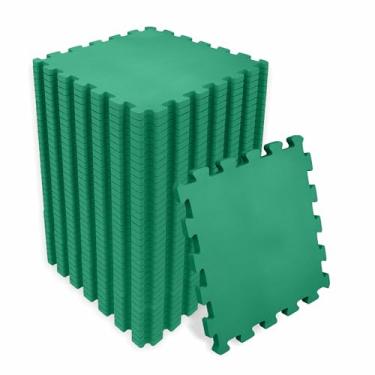 Imagem de SELLER Tapete de Encaixe em EVA – 36 peças 31×31 cm, 5mm espessura, superfície antiderrapante, modular tipo quebra-cabeça, piso infantil, academia (Verde)