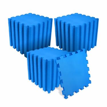 Imagem de SELLER Tapete de Encaixe em EVA – 72 peças 31×31 cm, 5mm espessura, superfície antiderrapante, modular tipo quebra-cabeça, piso infantil, academia (Azul)