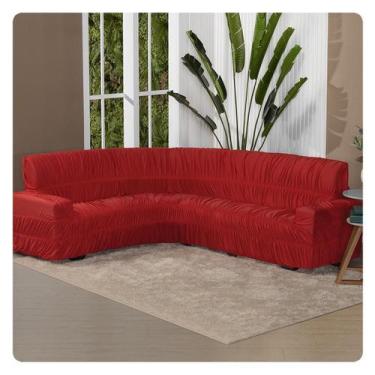 Imagem de Capa para Sofá de Canto 6 Lugares Elasticada Lisa Malha - LENHARO ENXO