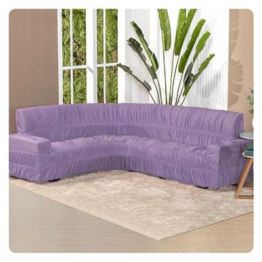 Imagem de Capa para Sofá de Canto 6 Lugares Elasticada Lisa Malha - LENHARO ENXO