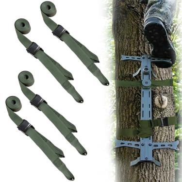 Imagem de 4 peças de alças de escalada de caça, suporte de árvore, acessórios para varas de escalada, degraus de árvore, escada, suporte pendurado, plataforma de árvore e equipamento de fixação para pendurar