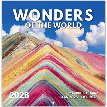 Imagem de Calendário 2026, calendário mensal de parede das Maravilhas do Mundo de 2026 de novembro de 2025 a dezembro de 2026, calendário suspenso de parede, aberto de 29,5 x 61 cm, layout de página inteira
