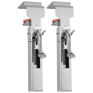 Imagem de Braçadeira de gaveta ajustável, pacote com 2 de aço inoxidável, mecanismo de mola, trava de botão laranja, para instalação e reparo de móveis