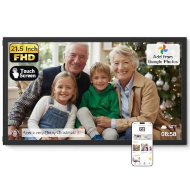 Imagem de NexFoto Porta-Retratos Digital Grande Com Tela Sensível Ao Toque De 21,5" E 64 Gb, Fhd Wi-Fi, Sincroniza O Google Fotos, Modo Presente, Fácil Compartilhar Fotos/Vídeos/Usb/Micro Sd, Presentes Para A