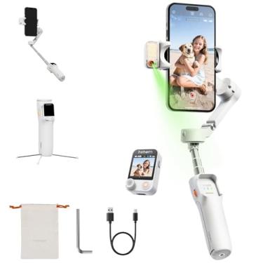 Imagem de hohem Estabilizador gimbal iSteady V3 Ultra para iPhone, gimbal de telefone com rastreamento de IA, haste e tripé extensíveis embutidos, luz de preenchimento, controle remoto removível, estabilizador