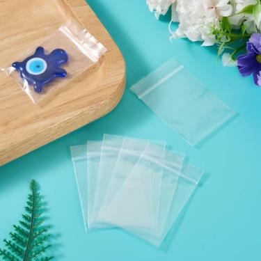 Imagem de 300 pçs/conjunto de sacos retangulares brancos transparentes de plástico com fecho de correr, organizador de armazenamento, selagem superior, saco de embalagem resselável, 6 x 4 cm