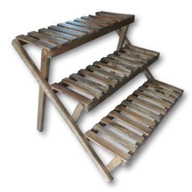 Imagem de Floreira para vasos de Flores Decorativa Jardim Vertical estante Multiuso em Madeira Pinus Natural(VERNIZ NOGUEIRA)