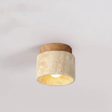 Imagem de Luminária de teto moderna em pedra travertino para quarto, corredor, hall de entrada, escada, decoração de iluminação interna.