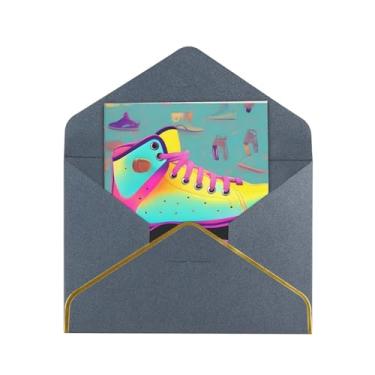 Imagem de Patins coloridos estampados cartões comemorativos para todas as ocasiões cartões de notas em branco versáteis com envelopes 11,4 x 15,2 cm