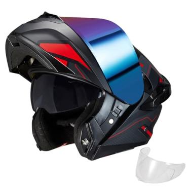 Imagem de JQF Gear Capacete Modular Para Motocicleta Com Viseira Dupla E Flip Up, Capacete Integral Ff808 Aprovado Pelo Dot Para Adultos, Homens E Mulheres (Vermelho Mech Man, Xl)