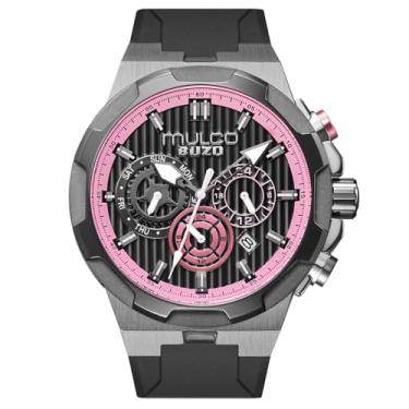 Imagem de MULCO Relógio de pulso masculino Buzo Atlantis, caixa de aço inoxidável, 46 mm, pulseira de silicone preta, movimento multifunções de quartzo, Miyota JP25, 10 ATM, impermeável, mostrador grande