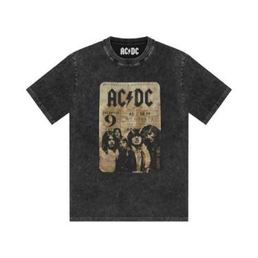 Imagem de Camiseta Masculina Estampada AC/DC Band, Lavada, Retro, Manga Curta, C