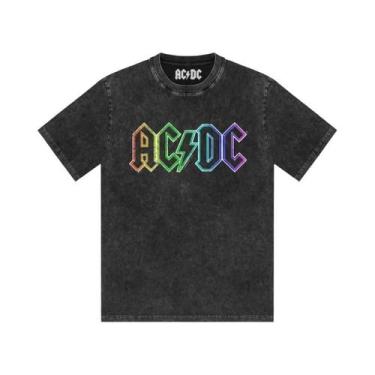 Imagem de Camiseta Masculina Estampada AC/DC Band, Lavada, Retro, Manga Curta, C