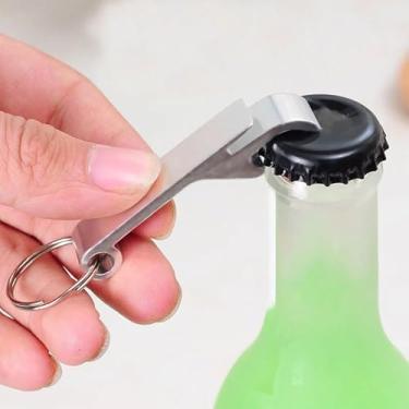 Imagem de Chaveiro abridor de garrafa de 4 peças, abridor de tampas de garrafa de cerveja, chaveiro, 4 cores, chaveiro de barra de garra de alumínio, mini chaveiro abridor de garrafas, ideal para viagens