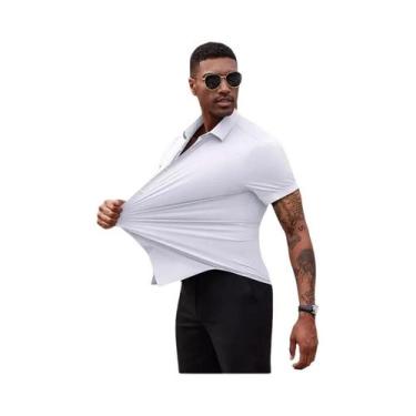 Imagem de Camisas De Negócios Masculinas Pretas De Verão Com Manga Curta, Botão,