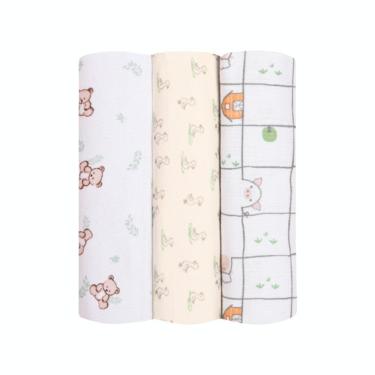 Imagem de Cueiro Flanelado Estampado Ursinho Contém 03 Un Papi