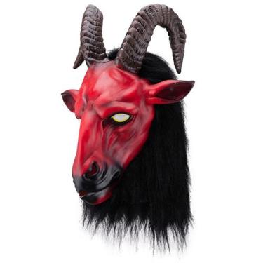 Imagem de Chapéu de látex de Halloween Bull Head com máscara de cabelo - yiweisa