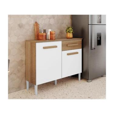 Imagem de Balcão De Cozinha Emily 2 Portas 1 Gaveta Com Tampo Atacama Off White 