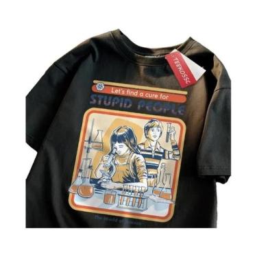 Imagem de Camiseta Masculina Oversized De Algodão Respirável Com Manga Curta, Es