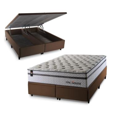 Imagem de Cama Box Baú Bali Relax Magnetico 193x203 Cinza King House
