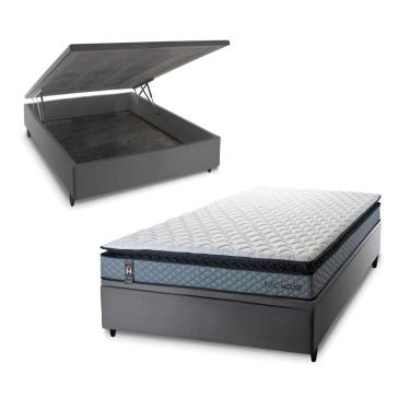 Imagem de Conjunto Box Baú Chicago 138x188 Cinza Espuma D33 King House