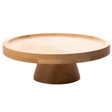 Imagem de Prato para bolo de bambu com pé Lyor 18x6