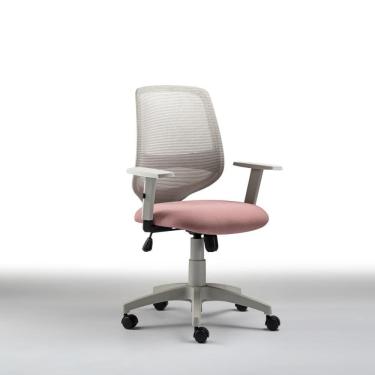 Imagem de Cadeira Giratória Roal Bora Crepe Rosa Chá 120kg com Braços Reguláveis e Ajuste de Altura