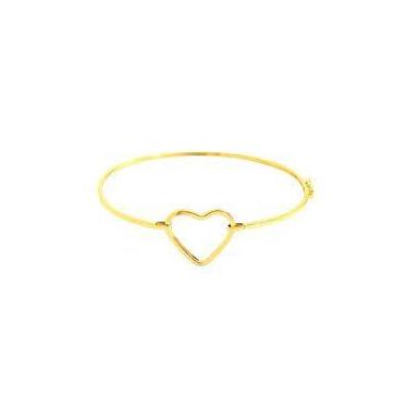 Imagem de Bracelete Coração 18 kilates 5 Gramas 2 mm Oco Polido liso Trava de Se