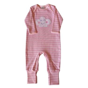 Imagem de Macacão Bebê Feminino Longo Pezinho Reversível Nuvem Piu Blu, Rosa, M
