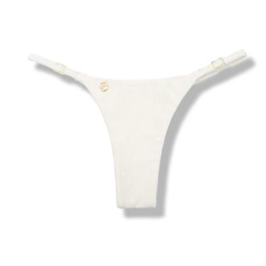 Imagem de Tanga Mia Pérola  Biquíni Cor Off-White Semi Fio  Tira Fina Regulável 