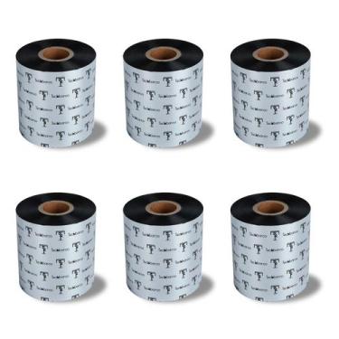 Imagem de Fita de transferência térmica Techbarco 80 mm x 450 m preta, 6 rolos