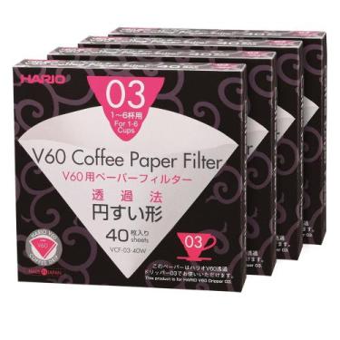 Imagem de Kit Filtro de Papel para Coador de Café Hario V6003 Branco 160 Unidade