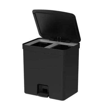 Imagem de Lixeira Coleta Seletiva com Pedal para Cozinha 20L Trium Duplo Compartimento OU Preto