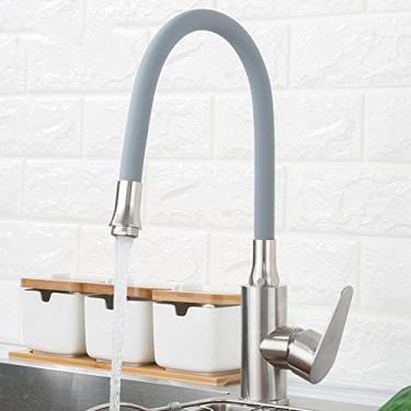 Imagem de 304 aço inoxidável qualquer direção giratória cozinha sSink torneira misturador de água fria e quente Torneira torneira de alça única, 1, china