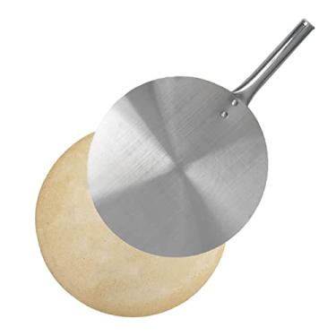 Imagem de Pedra Refratária 37cm Redonda + Pá de Alumínio 35cm para Pizza Forno Churrasqueira