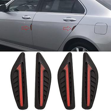 Imagem de 4 peças adesivos de silicone para porta de carro tiras protetoras de borda da porta espelho retrovisor pára-choques protetores antiarranhões (vermelho)
