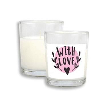 Imagem de Cera de incenso perfumada de vidro com citação rosa com coração da With You
