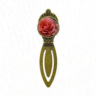 Imagem de Marcador de página retrô para presente Art Déco, folhas verdes rosas