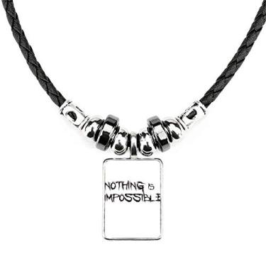 Imagem de DIYthinker Colar com citação Nothing is Impossible Jewelry Torque Pingente de corda de couro