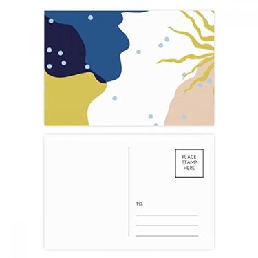 Imagem de Conjunto de cartão postal de aniversário com arte abstrata azul e branco