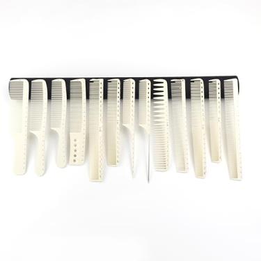 Imagem de Pente de cabelo profissional de barbeiro branco/preto, resistente ao calor, antiestático, conjunto de 8 cabeleireiros preferidos (13 peças-branco)
