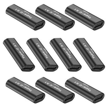 Imagem de Pastall Pacote com 10 adaptadores USB C fêmea para fêmea. Extensor Usbc. Acoplador USBC suporta transferência de dados de até 10 Gbps e carregamento rápido de 100 W. Compatível com Thunderbolt 4/3