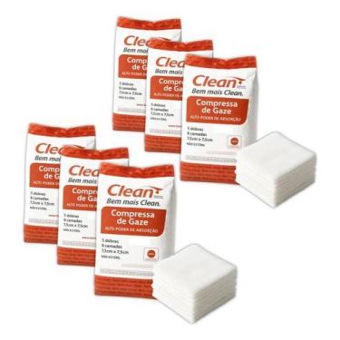 Imagem de 6 Pacotes Gaze 13 Fios Clean Compressa 500un - 7,5cm X 7,5