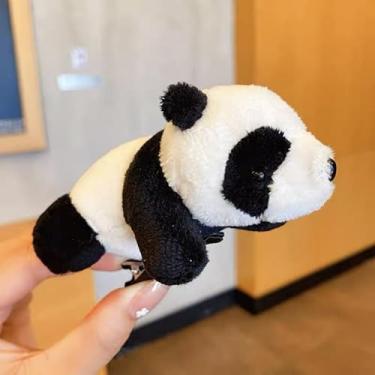 Imagem de Acessório de grampo de cabelo fofo de panda, pelúcia preta e branca, mini faixa de cabelo com design de animal, decoração de cabelo tema zoológico (2#, meio)