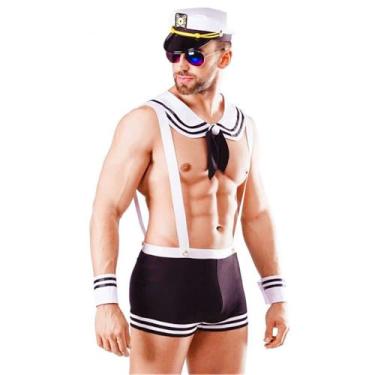 Imagem de Lingerie masculina sexy de marinheiro cosplay, roupa de stripper exótica, conjunto de fantasia de polícia para homens, roupa de dramatização para Halloween, boate e dia dos namorados