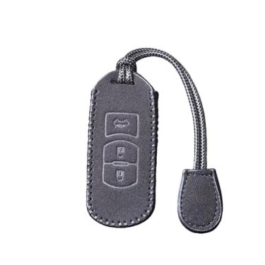 Imagem de Capa de couro para chave de carro compatível com Mazda 2 3 6 Axela Atenza CX-5 CX5 CX-3 CX-7 CX8 CX-9 2016 2017 2018 Smart 2/3 Botões Bolsa automática(YY-FMP-020-3-BLACK)