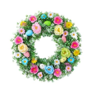 Imagem de MotiveTech Guirlanda colorida de primavera/verão, guirlanda decorativa para porta, de flores artificiais para sala de estar, parede, verão, janela, 45cm