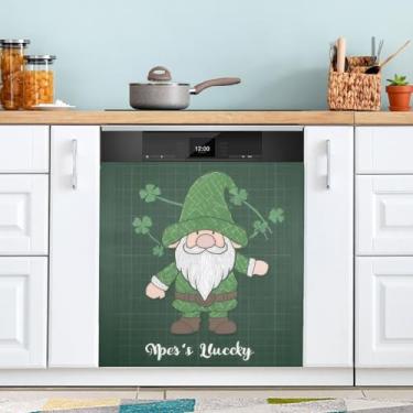 Imagem de ATTX Capa magnética de máquina de lavar louça de gnomos do Dia de São Patrício | Adesivo decorativo de eletrodomésticos de 58,4 cm x 66 cm para armários domésticos e eletrodomésticos #61