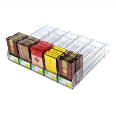 Imagem de Suporte organizador de cigarros - Rack de exibição multicamadas de acrílico transparente automático para varejo, pacote com 10, vários tamanhos (M, 25 cm) - Solução de armazenamento elegante e